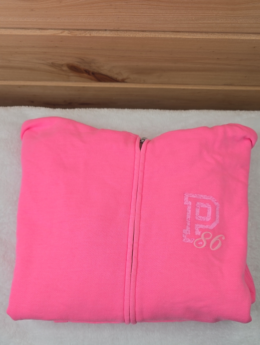 VS PINK Campus Fleece Full-Zip Hoodie Fall For Me Pink Sz Small NWT - Picture 6 of 7
